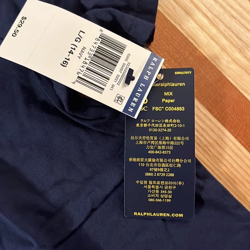 Polo Shirt Navy NEW Large (14-16) with Flag - Picture 5 of 9